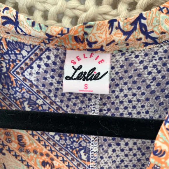 SELFIE LESLIE Dress Maxi Long Cream Purple Blue print beachy Boho - Picture 3 of 3